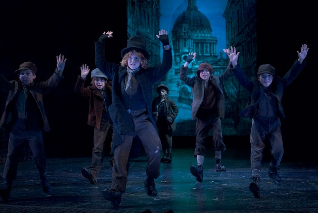 Morgan Roff as Artful Dodger and Boys Choir in the 2007/08 season production of OLIVER! photo by David Cooper.
