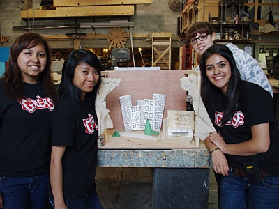 Elements of Design: Interactive Workshops for Students, June 2011. Participating students proudly display their set model.